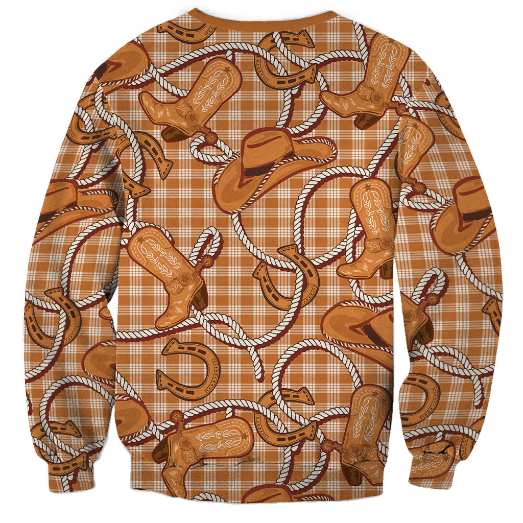 Brown Hawaii Palaka Cowboy Sweatshirt Hawaiian Paniolo Festival Spirit LT19 - Polynesian Pride