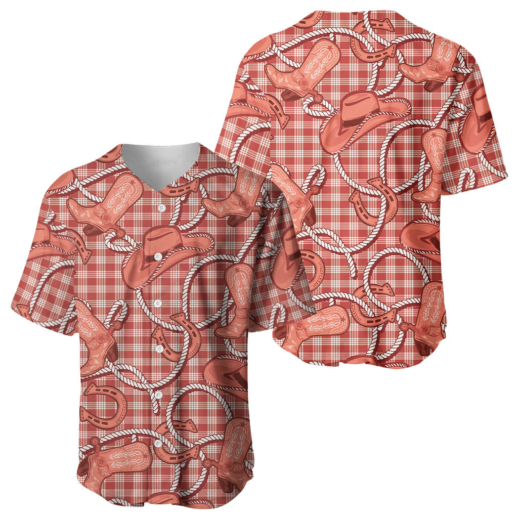 Red Hawaii Palaka Cowboy Baseball Jersey Hawaiian Paniolo Festival Spirit LT19 - Polynesian Pride
