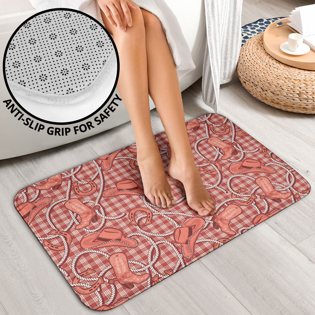 Red Hawaii Palaka Cowboy Bathroom Set Hawaiian Paniolo Festival Spirit LT19 - Polynesian Pride