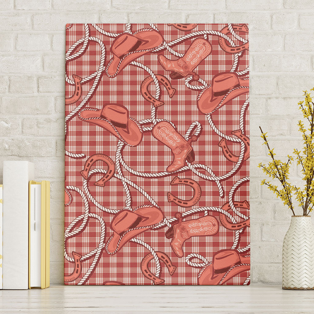Red Hawaii Palaka Cowboy Canvas Wall Art Hawaiian Paniolo Festival Spirit LT19 Without Frame Red - Polynesian Pride