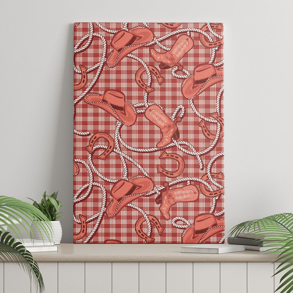 Red Hawaii Palaka Cowboy Canvas Wall Art Hawaiian Paniolo Festival Spirit LT19 - Polynesian Pride