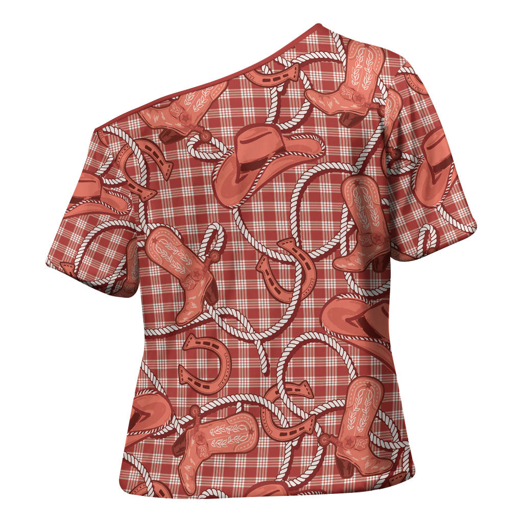 Red Hawaii Palaka Cowboy Cross Shoulder Shirt Hawaiian Paniolo Festival Spirit LT19 - Polynesian Pride
