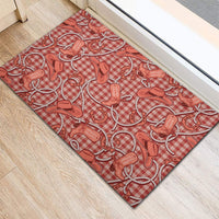 Red Hawaii Palaka Cowboy Rubber Doormat Hawaiian Paniolo Festival Spirit LT19 - Polynesian Pride