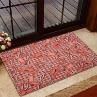 Red Hawaii Palaka Cowboy Rubber Doormat Hawaiian Paniolo Festival Spirit LT19 - Polynesian Pride