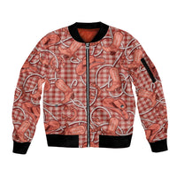 Red Hawaii Palaka Cowboy Sleeve Zip Bomber Jacket Hawaiian Paniolo Festival Spirit LT19 Unisex Red - Polynesian Pride
