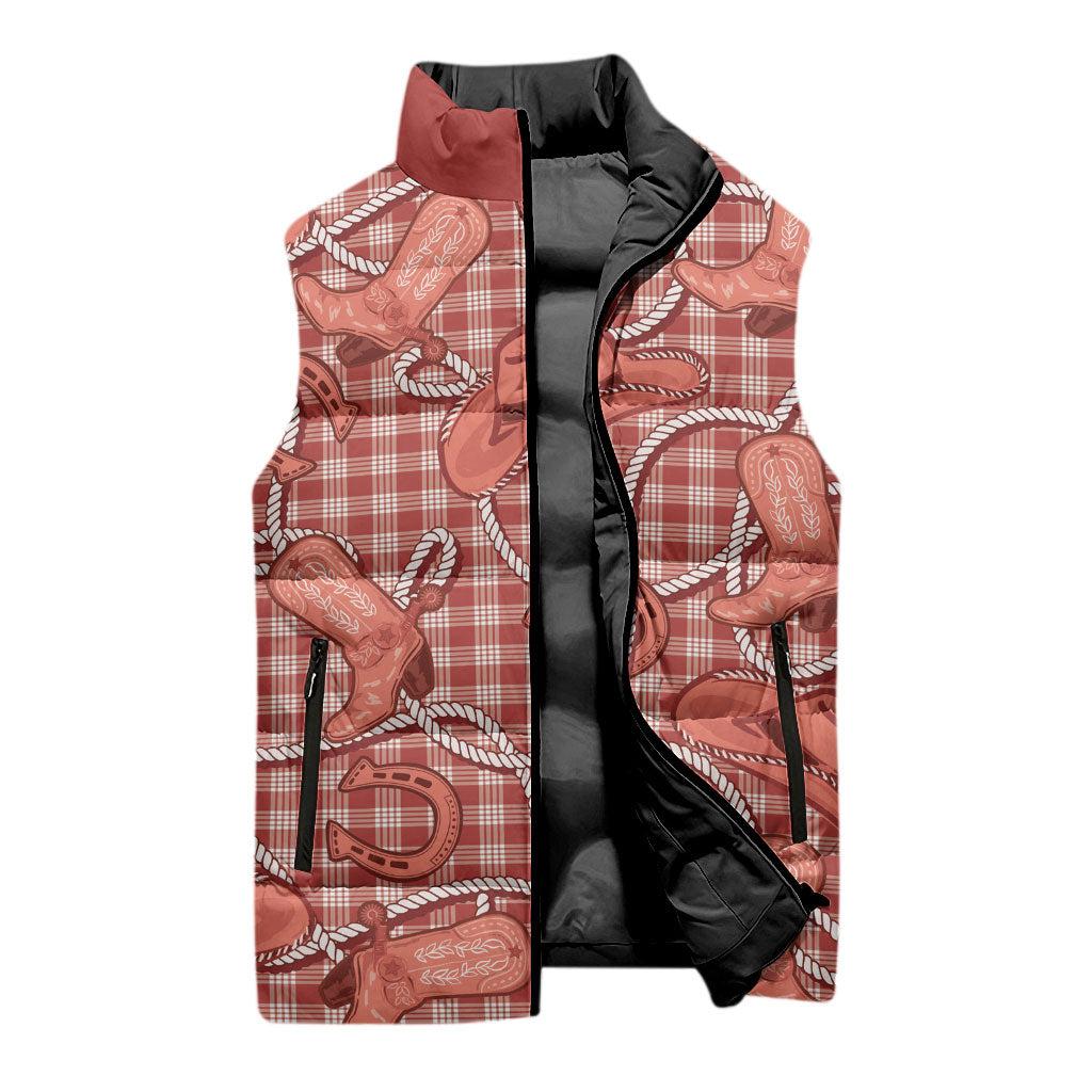Red Hawaii Palaka Cowboy Sleeveless Puffer Jacket Hawaiian Paniolo Festival Spirit LT19 - Polynesian Pride