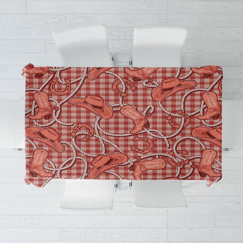 Red Hawaii Palaka Cowboy Tablecloth Hawaiian Paniolo Festival Spirit