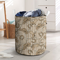 Beige Hawaii Palaka Cowboy Laundry Basket Hawaiian Paniolo Festival Spirit LT19 Beige - Polynesian Pride