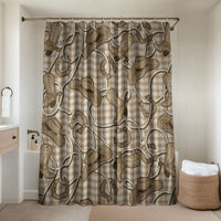 Beige Hawaii Palaka Cowboy Bathroom Set Hawaiian Paniolo Festival Spirit LT19 Shower Curtain Only Beige - Polynesian Pride