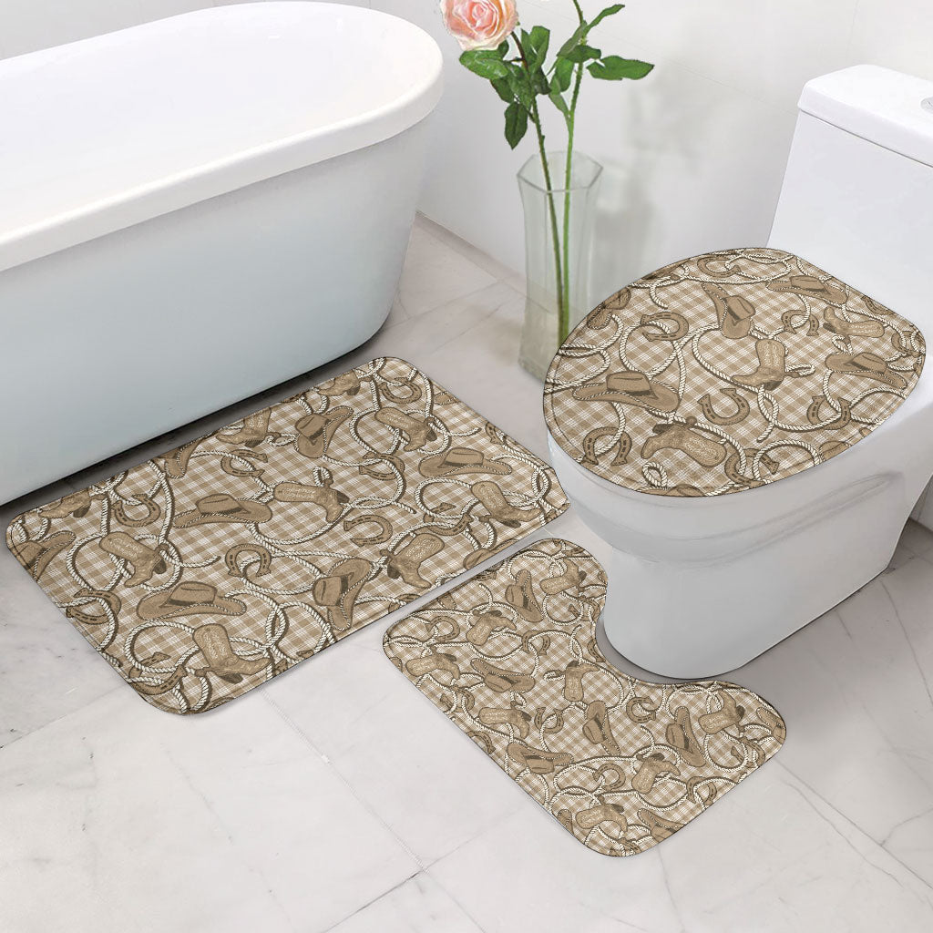Beige Hawaii Palaka Cowboy Bathroom Set Hawaiian Paniolo Festival Spirit LT19 - Polynesian Pride