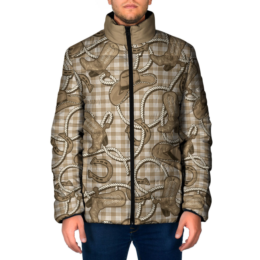 Beige Hawaii Palaka Cowboy Padded Jacket Hawaiian Paniolo Festival Spirit LT19 Men Beige - Polynesian Pride