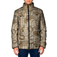 Beige Hawaii Palaka Cowboy Padded Jacket Hawaiian Paniolo Festival Spirit LT19 Men Beige - Polynesian Pride