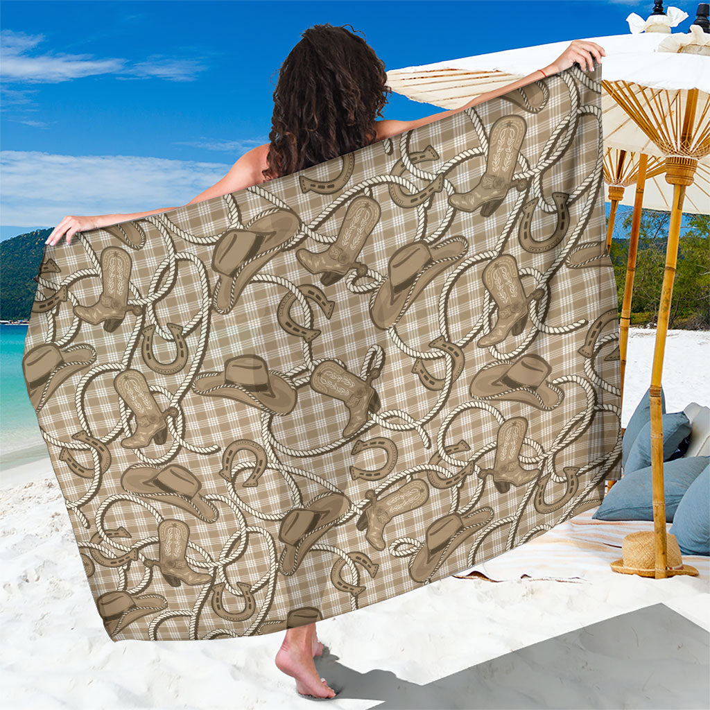Beige Hawaii Palaka Cowboy Sarong Hawaiian Paniolo Festival Spirit LT19 One Size 44 x 66 inches Beige - Polynesian Pride