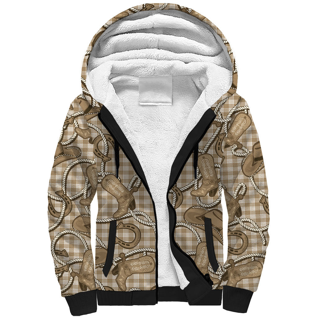 Beige Hawaii Palaka Cowboy Sherpa Hoodie Hawaiian Paniolo Festival Spirit LT19 Unisex Beige - Polynesian Pride