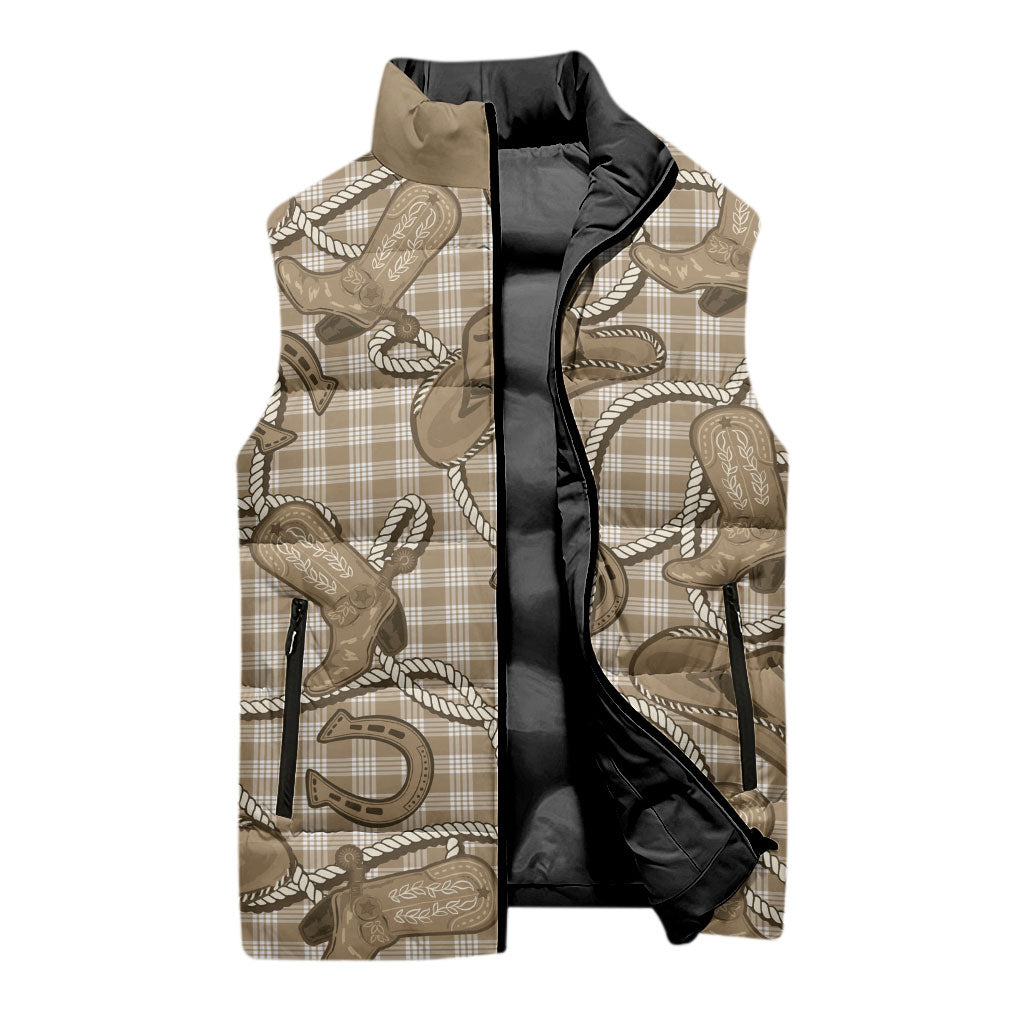Beige Hawaii Palaka Cowboy Sleeveless Puffer Jacket Hawaiian Paniolo Festival Spirit LT19 - Polynesian Pride