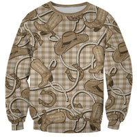 Beige Hawaii Palaka Cowboy Sweatshirt Hawaiian Paniolo Festival Spirit LT19 Unisex Beige - Polynesian Pride