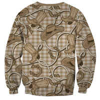 Beige Hawaii Palaka Cowboy Sweatshirt Hawaiian Paniolo Festival Spirit LT19 - Polynesian Pride