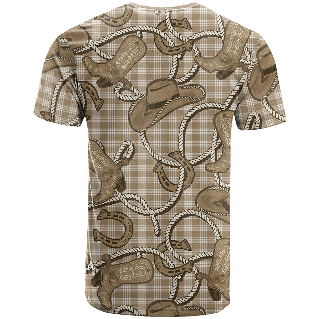 Beige Hawaii Palaka Cowboy T Shirt Hawaiian Paniolo Festival Spirit LT19 - Polynesian Pride