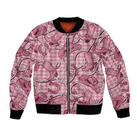 Pink Hawaii Palaka Cowboy Bomber Jacket Hawaiian Paniolo Festival Spirit LT19 Unisex Pink - Polynesian Pride