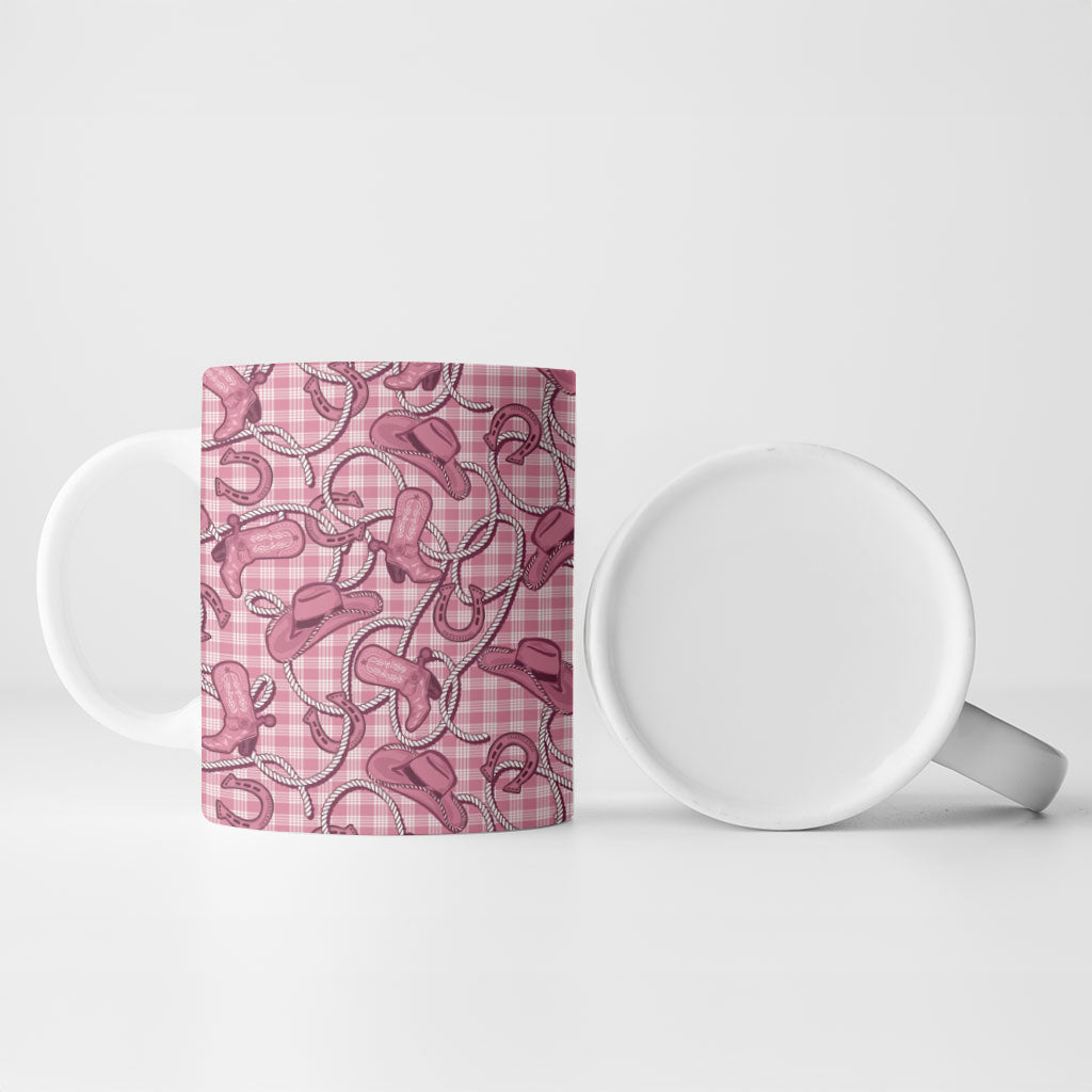 Pink Hawaii Palaka Cowboy Ceramic Mug Hawaiian Paniolo Festival Spirit LT19 - Polynesian Pride