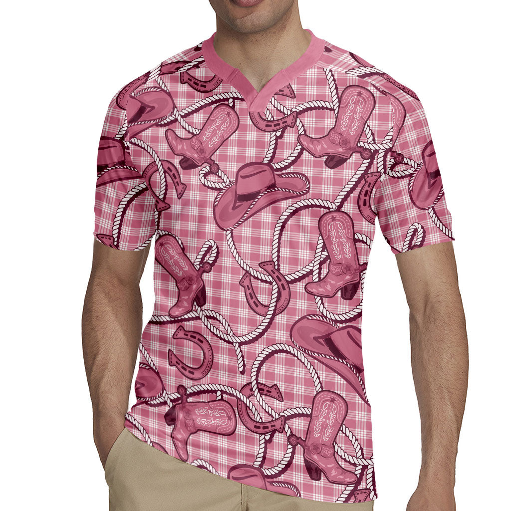 Pink Hawaii Palaka Cowboy Rugby Jersey Hawaiian Paniolo Festival Spirit LT19 - Polynesian Pride