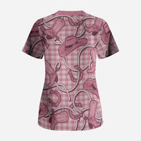 Pink Hawaii Palaka Cowboy Scrub Top Hawaiian Paniolo Festival Spirit LT19 - Polynesian Pride