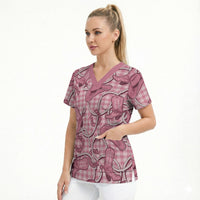 Pink Hawaii Palaka Cowboy Scrub Top Hawaiian Paniolo Festival Spirit LT19 - Polynesian Pride