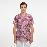Pink Hawaii Palaka Cowboy Scrub Top Hawaiian Paniolo Festival Spirit LT19 - Polynesian Pride