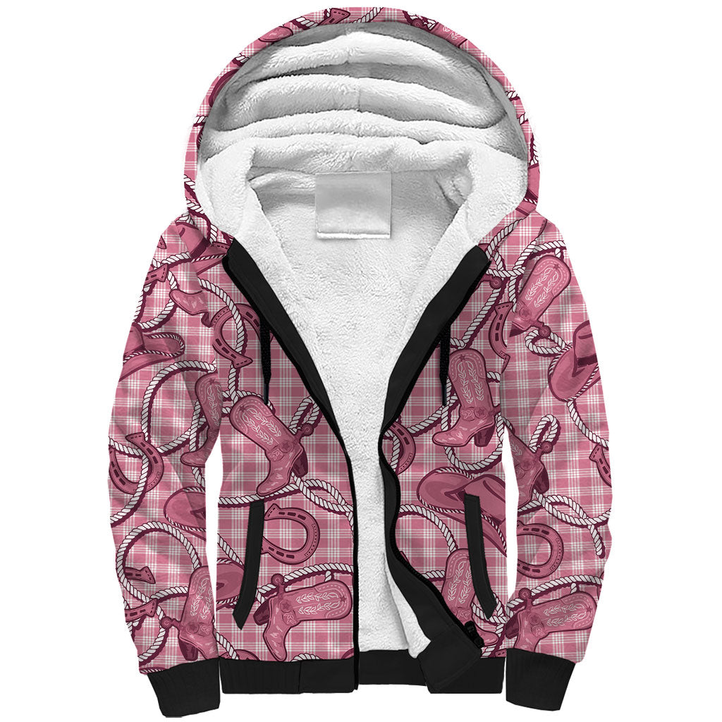 Pink Hawaii Palaka Cowboy Sherpa Hoodie Hawaiian Paniolo Festival Spirit LT19 Unisex Pink - Polynesian Pride