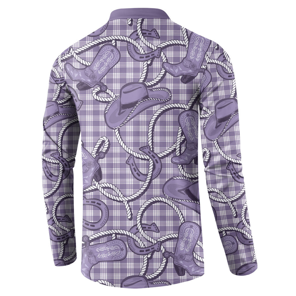 Purple Hawaii Palaka Cowboy Button Sweatshirt Hawaiian Paniolo Festival Spirit LT19 - Polynesian Pride