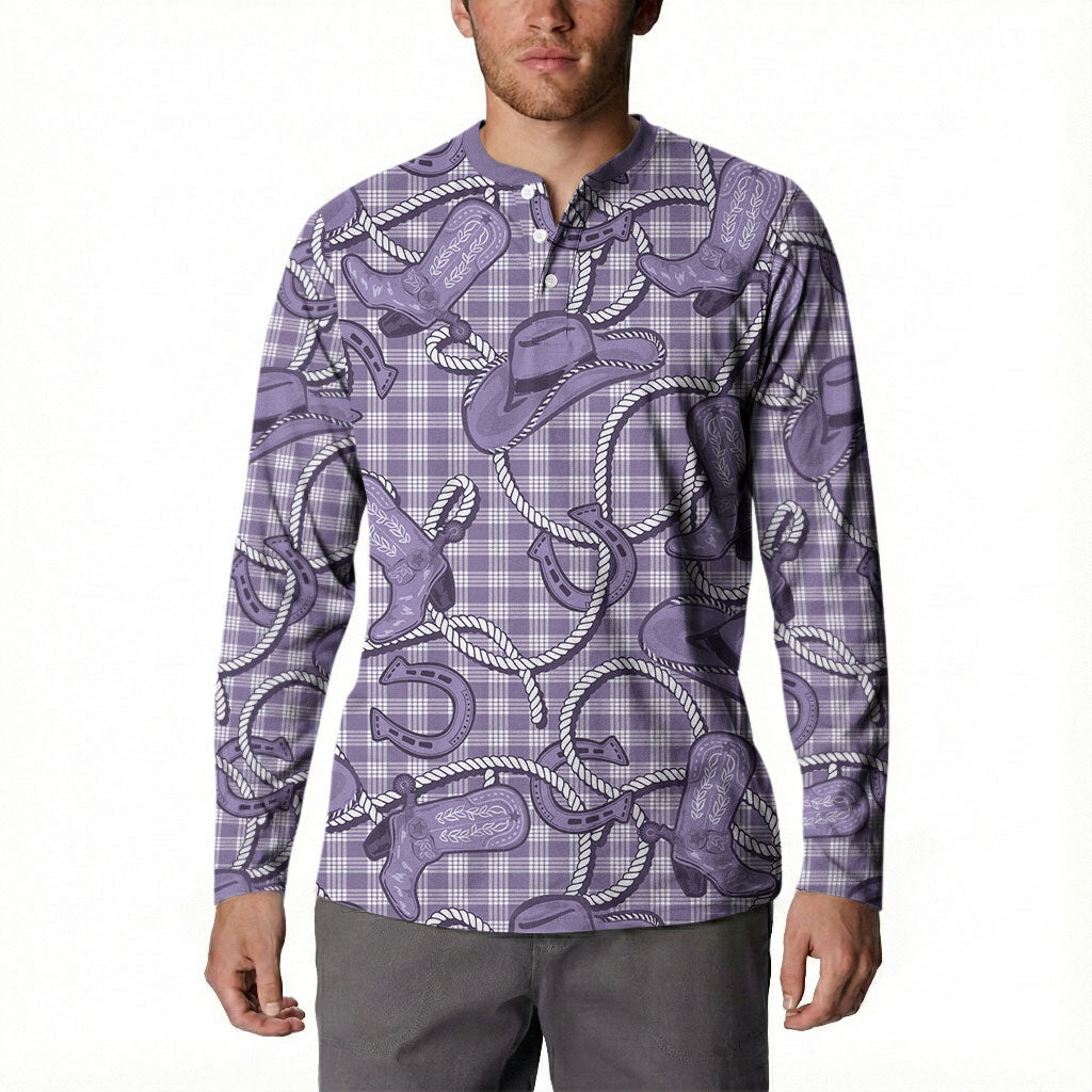 Purple Hawaii Palaka Cowboy Button Sweatshirt Hawaiian Paniolo Festival Spirit LT19 - Polynesian Pride