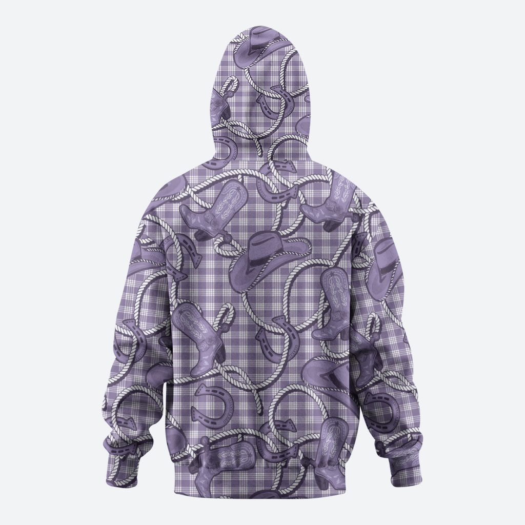 Purple Hawaii Palaka Cowboy Hoodie Hawaiian Paniolo Festival Spirit LT19 - Polynesian Pride