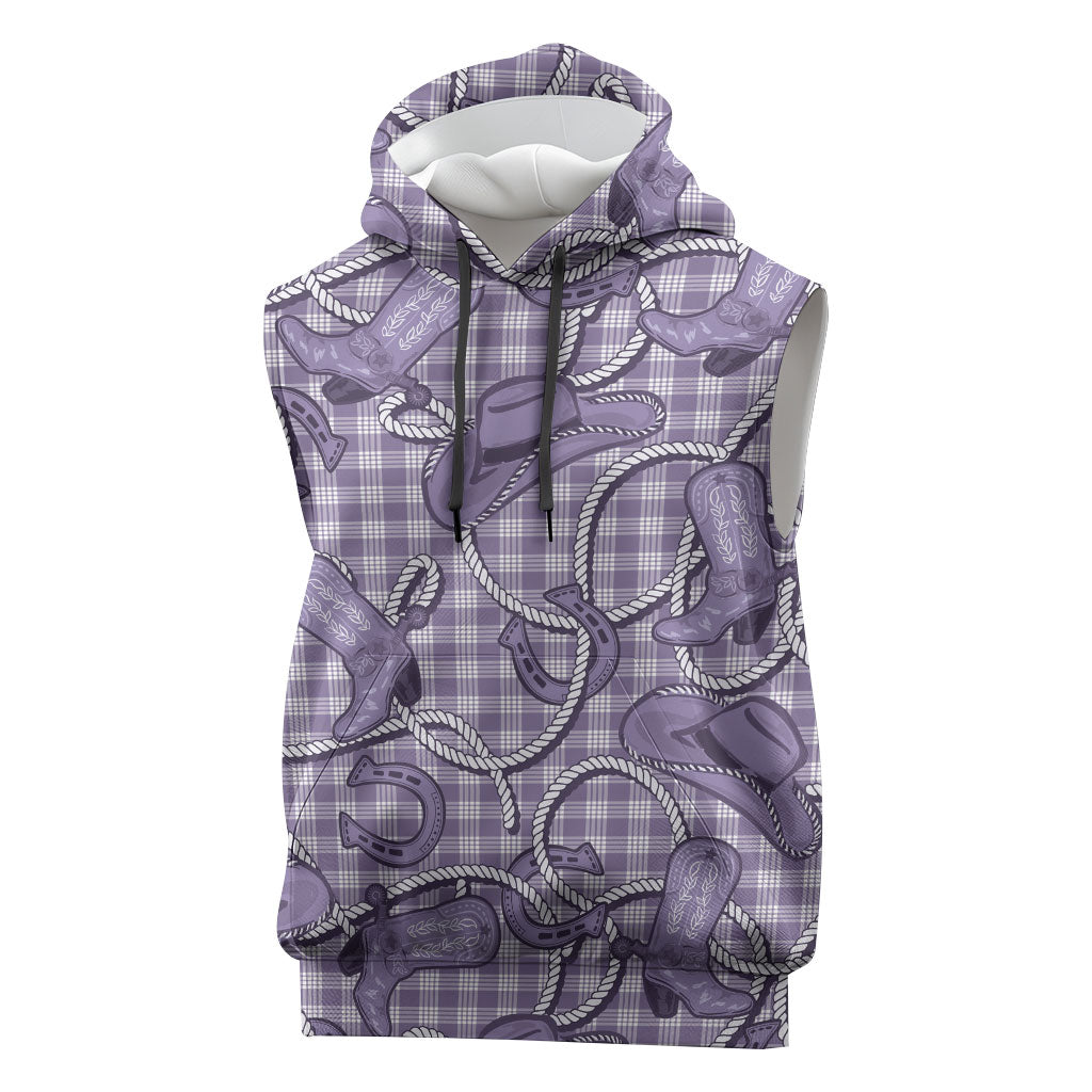 Purple Hawaii Palaka Cowboy Sleeveless Hoodie Hawaiian Paniolo Festival Spirit LT19 Purple - Polynesian Pride