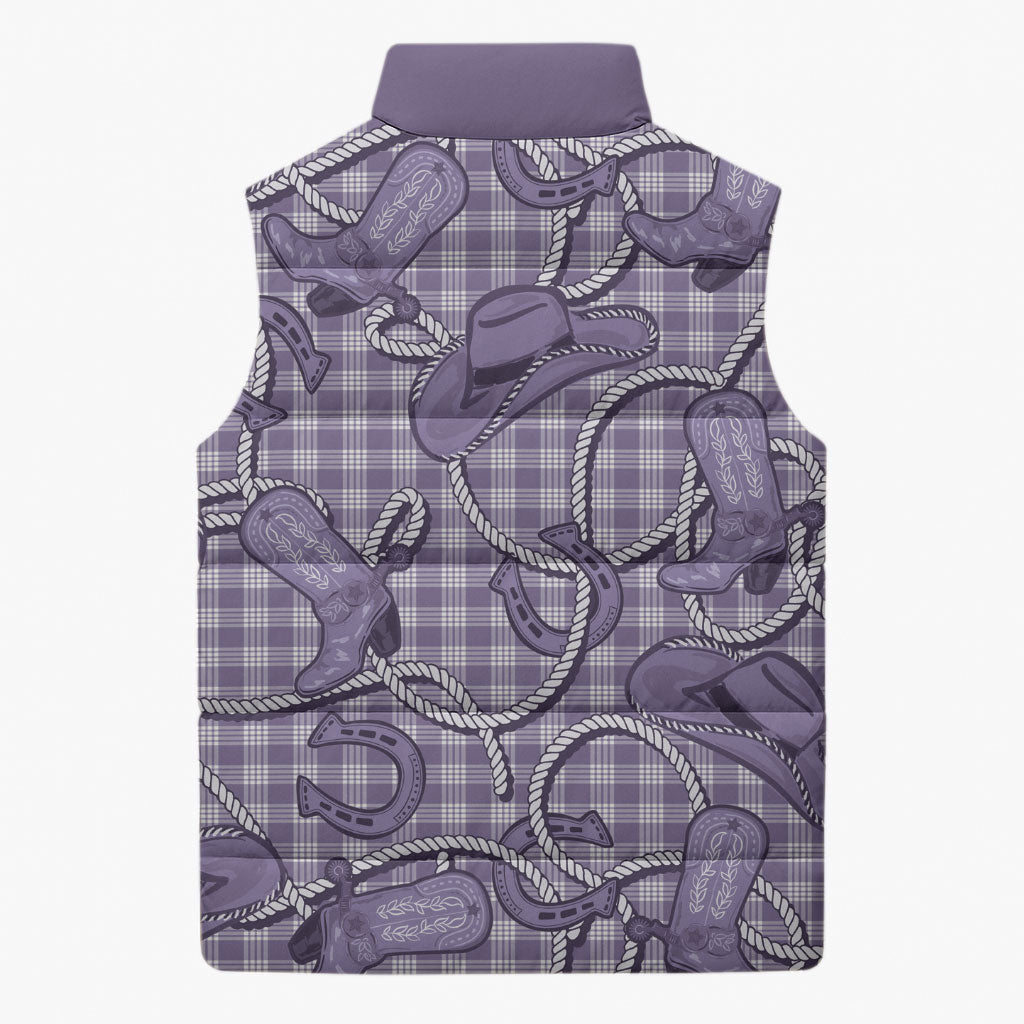 Purple Hawaii Palaka Cowboy Sleeveless Puffer Jacket Hawaiian Paniolo Festival Spirit LT19 - Polynesian Pride