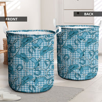 Blue Hawaii Palaka Cowboy Laundry Basket Hawaiian Paniolo Festival Spirit LT19 - Polynesian Pride