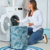 Blue Hawaii Palaka Cowboy Laundry Basket Hawaiian Paniolo Festival Spirit LT19 - Polynesian Pride