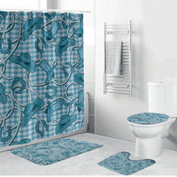 Blue Hawaii Palaka Cowboy Bathroom Set Hawaiian Paniolo Festival Spirit LT19 Bathroom Set (4 pcs) Blue - Polynesian Pride