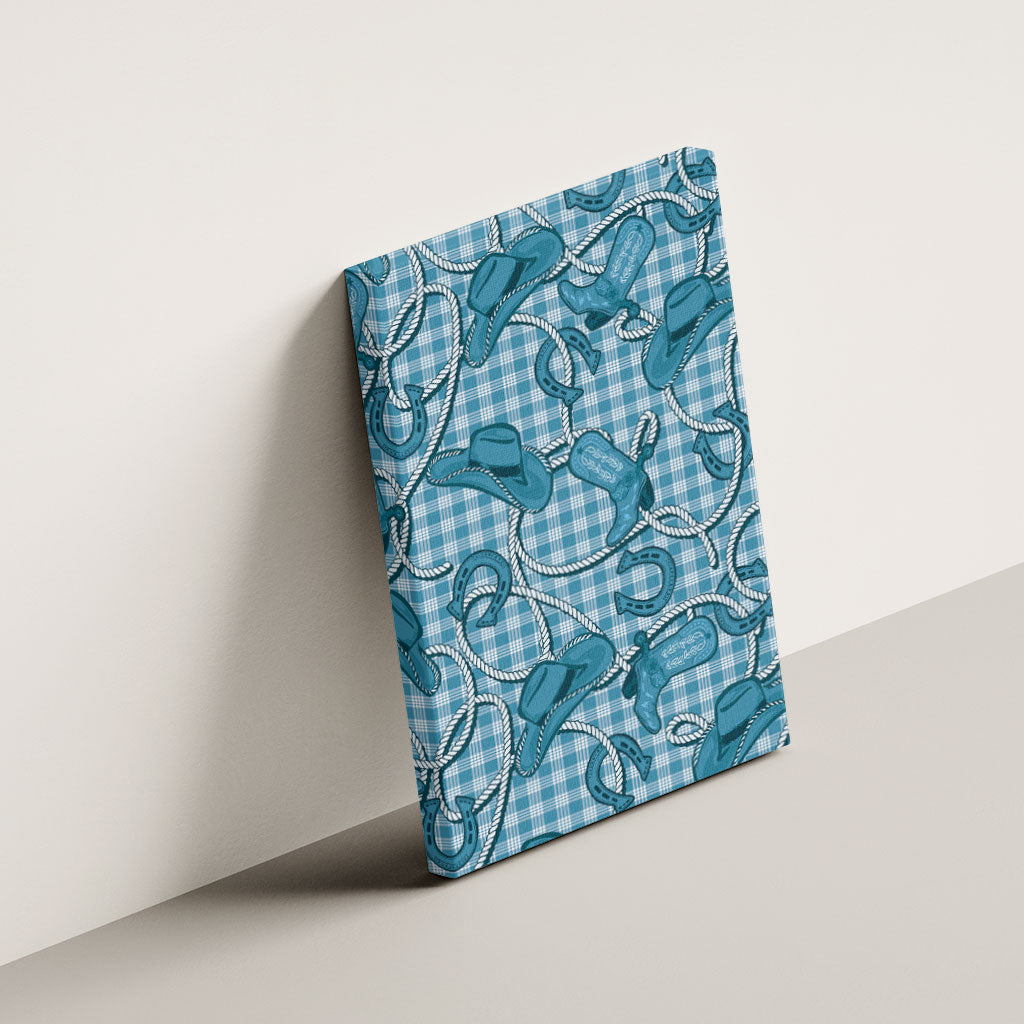 Blue Hawaii Palaka Cowboy Canvas Wall Art Hawaiian Paniolo Festival Spirit LT19 - Polynesian Pride
