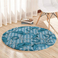 Blue Hawaii Palaka Cowboy Round Carpet Hawaiian Paniolo Festival Spirit LT19 - Polynesian Pride
