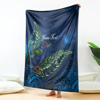 New Zealand Takahe Personalised Blanket Silver Fern Galaxy Polynesian Pattern