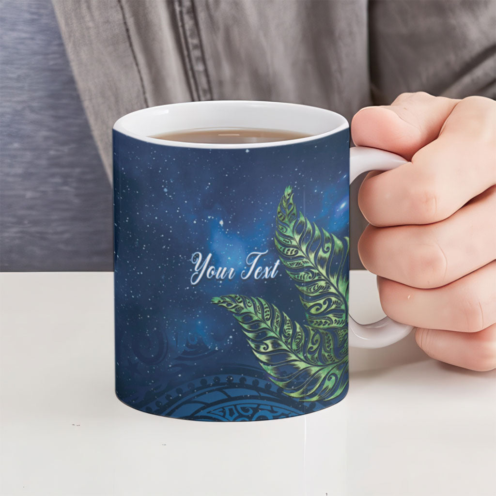 New Zealand Takahe Personalised Ceramic Mug Silver Fern Galaxy Polynesian Pattern