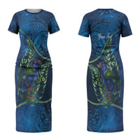 New Zealand Takahe Personalised Couples Matching Short Sleeve Bodycon Dress and Long Sleeve Button Shirt Silver Fern Galaxy Polynesian Pattern LT22 - Polynesian Pride