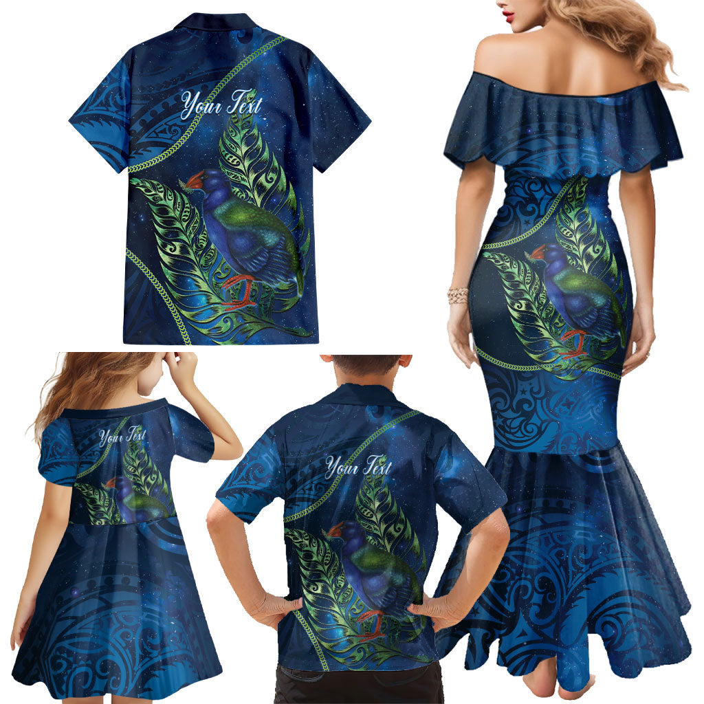 New Zealand Takahe Personalised Family Matching Mermaid Dress and Hawaiian Shirt Silver Fern Galaxy Polynesian Pattern LT22 - Polynesian Pride