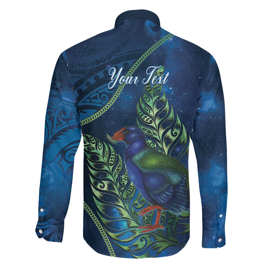 New Zealand Takahe Personalised Family Matching Short Sleeve Bodycon Dress and Hawaiian Shirt Silver Fern Galaxy Polynesian Pattern LT22 - Polynesian Pride