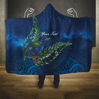 New Zealand Takahe Personalised Hooded Blanket Silver Fern Galaxy Polynesian Pattern LT22 - Polynesian Pride