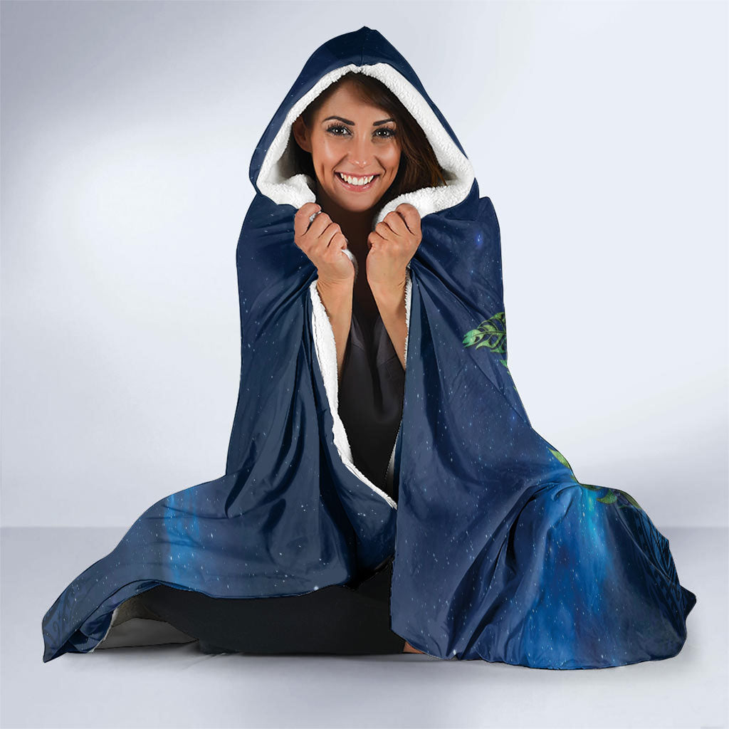 New Zealand Takahe Personalised Hooded Blanket Silver Fern Galaxy Polynesian Pattern LT22 - Polynesian Pride