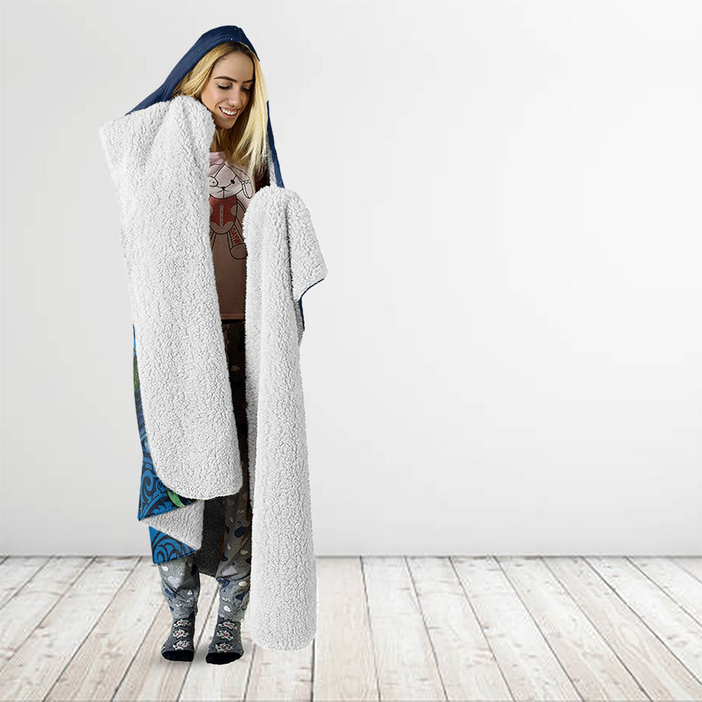 New Zealand Takahe Personalised Hooded Blanket Silver Fern Galaxy Polynesian Pattern LT22 - Polynesian Pride
