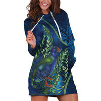 New Zealand Takahe Personalised Hoodie Dress Silver Fern Galaxy Polynesian Pattern