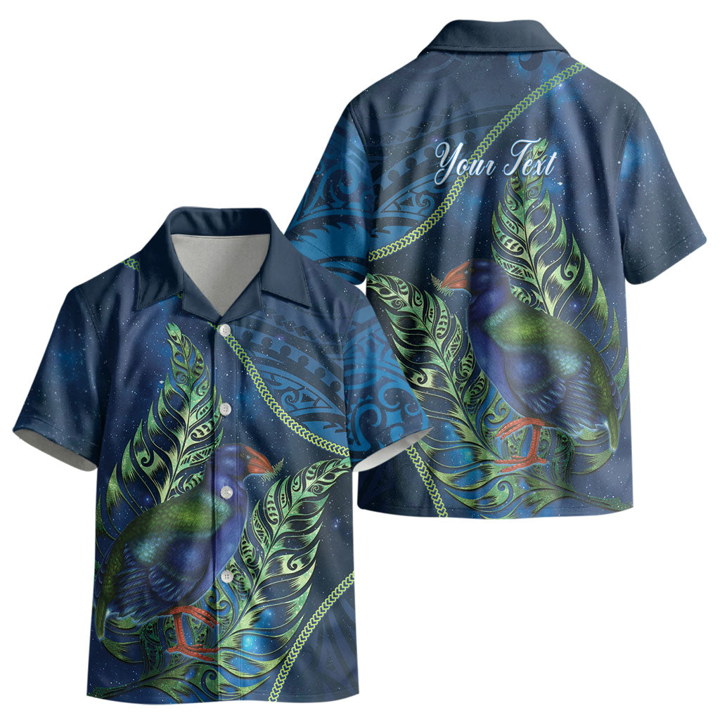 New Zealand Takahe Personalised Kid Hawaiian Shirt Silver Fern Galaxy Polynesian Pattern LT22 - Polynesian Pride