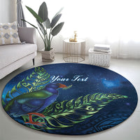 New Zealand Takahe Personalised Round Carpet Silver Fern Galaxy Polynesian Pattern